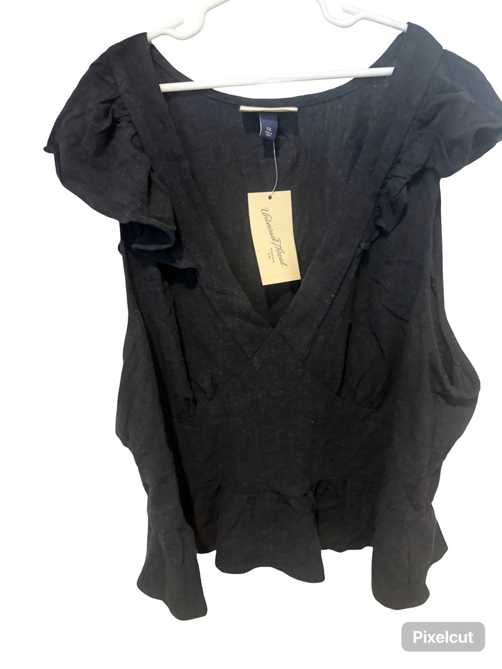 Universal Thread Black Ruffle V-Neck Sleeveless Top